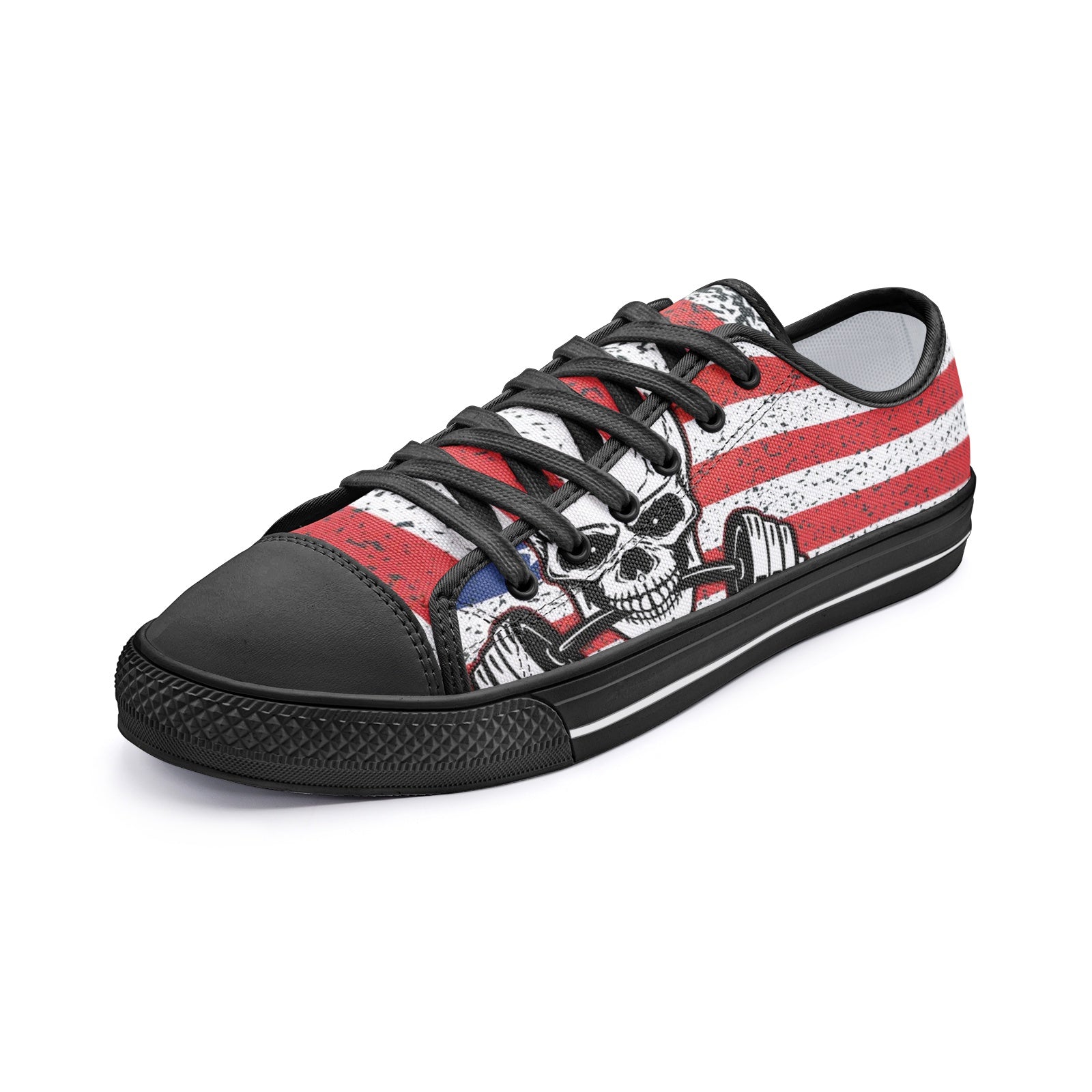 Flag skull Unisex Low Top Canvas Shoes