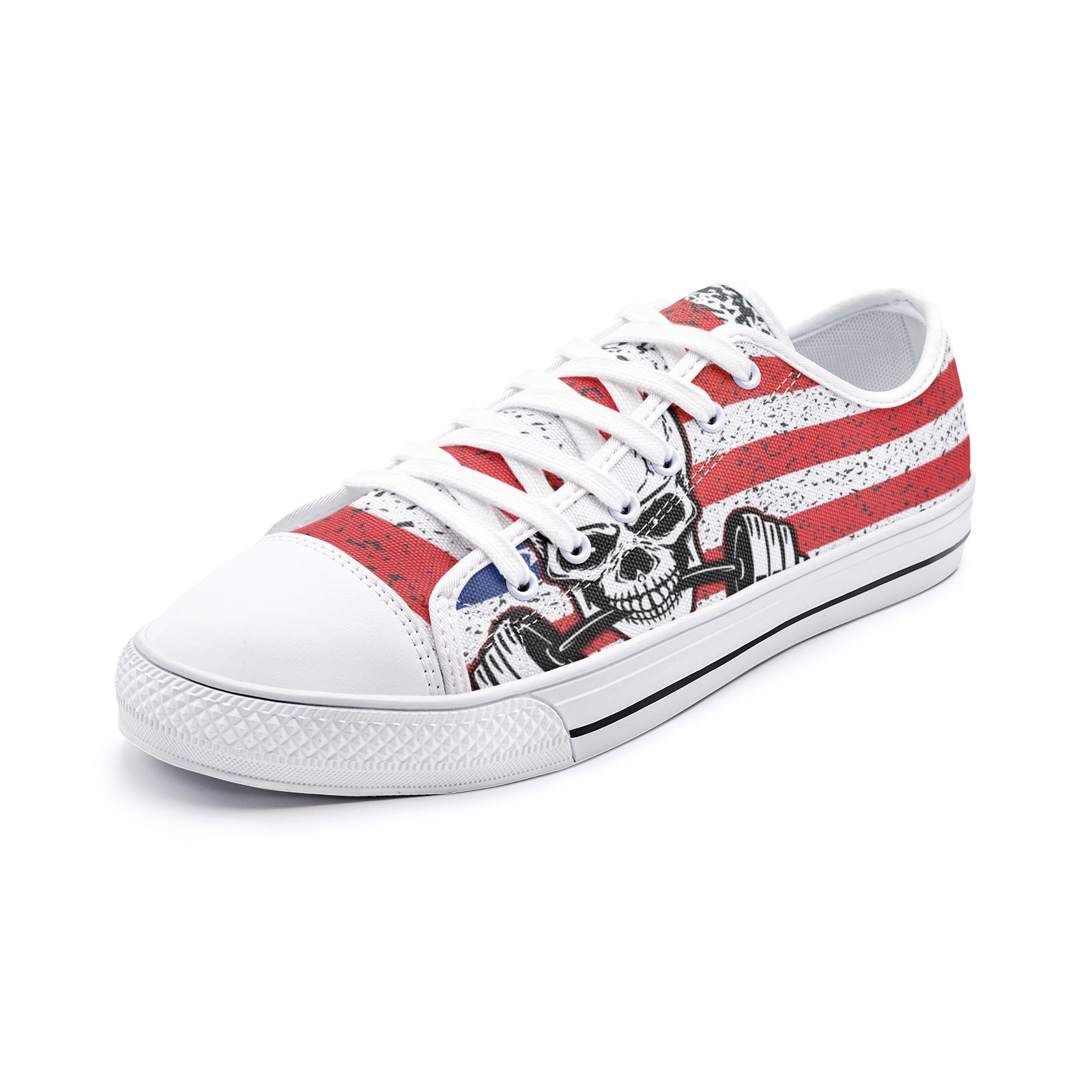 Flag skull Unisex Low Top Canvas Shoes