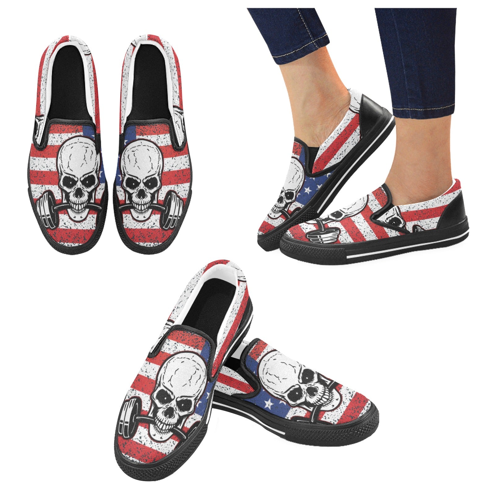 flag skull Slip-on Canvas Shoes