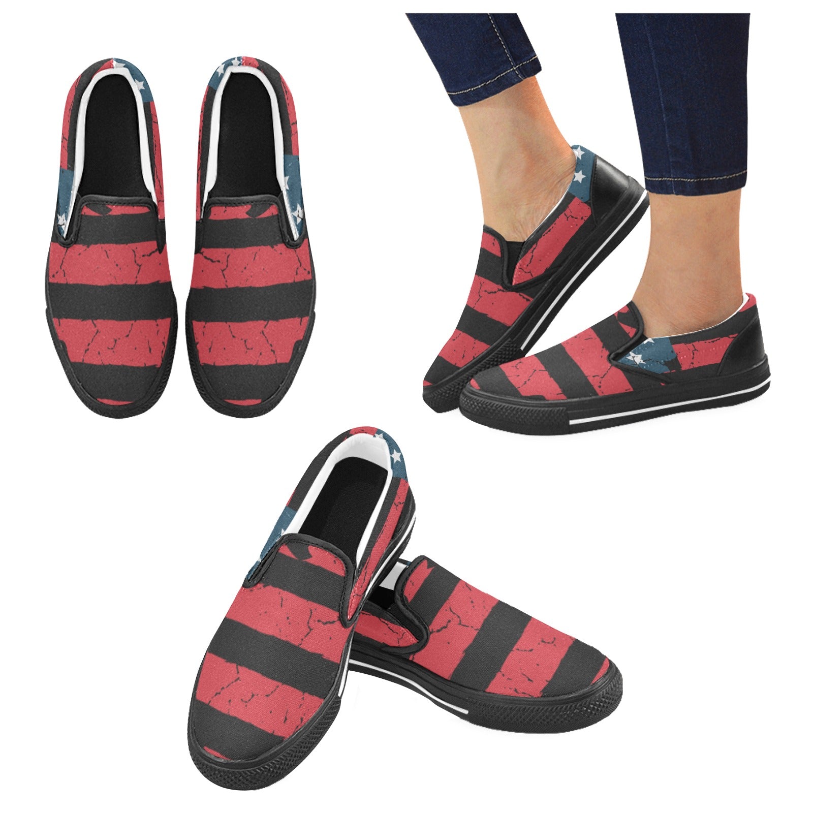 flag design Slip-on Canvas Shoes
