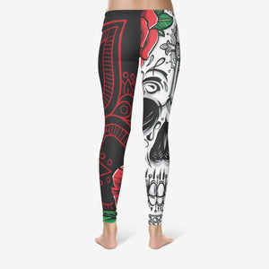 RED SKULL COTTON LEGGINGS