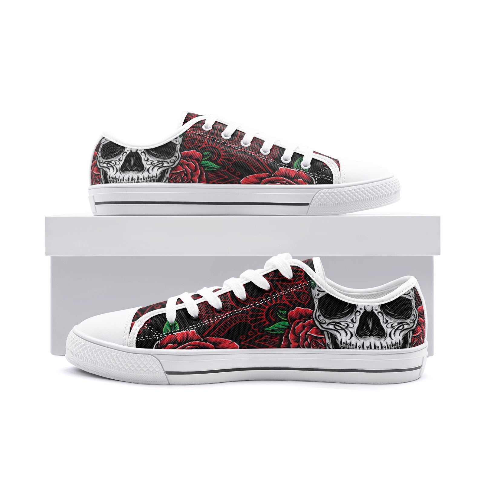 Red Skull Unisex Low Top Canvas Shoes