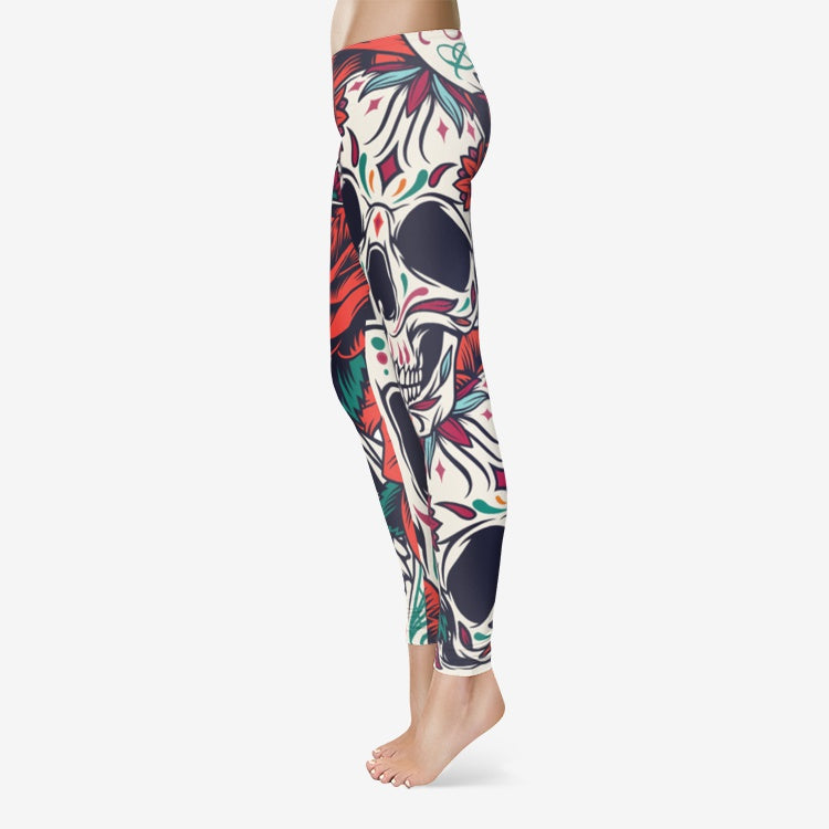 WGITE SKULL COTTON LEGGINGS