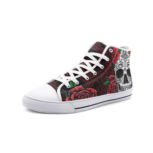 White Skull Unisex High Top Canvas Shoes