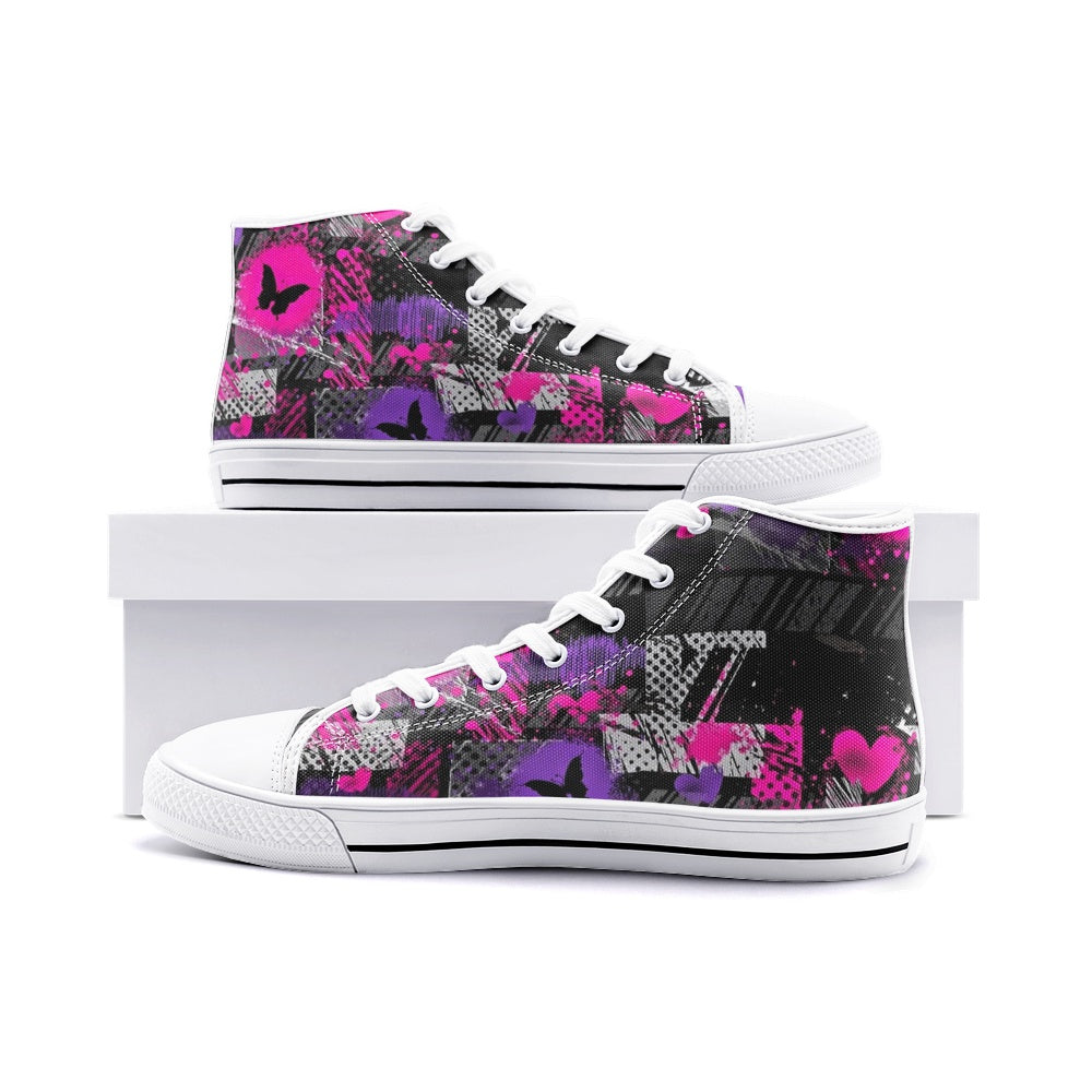 Butterfly Unisex High Top Canvas Shoes