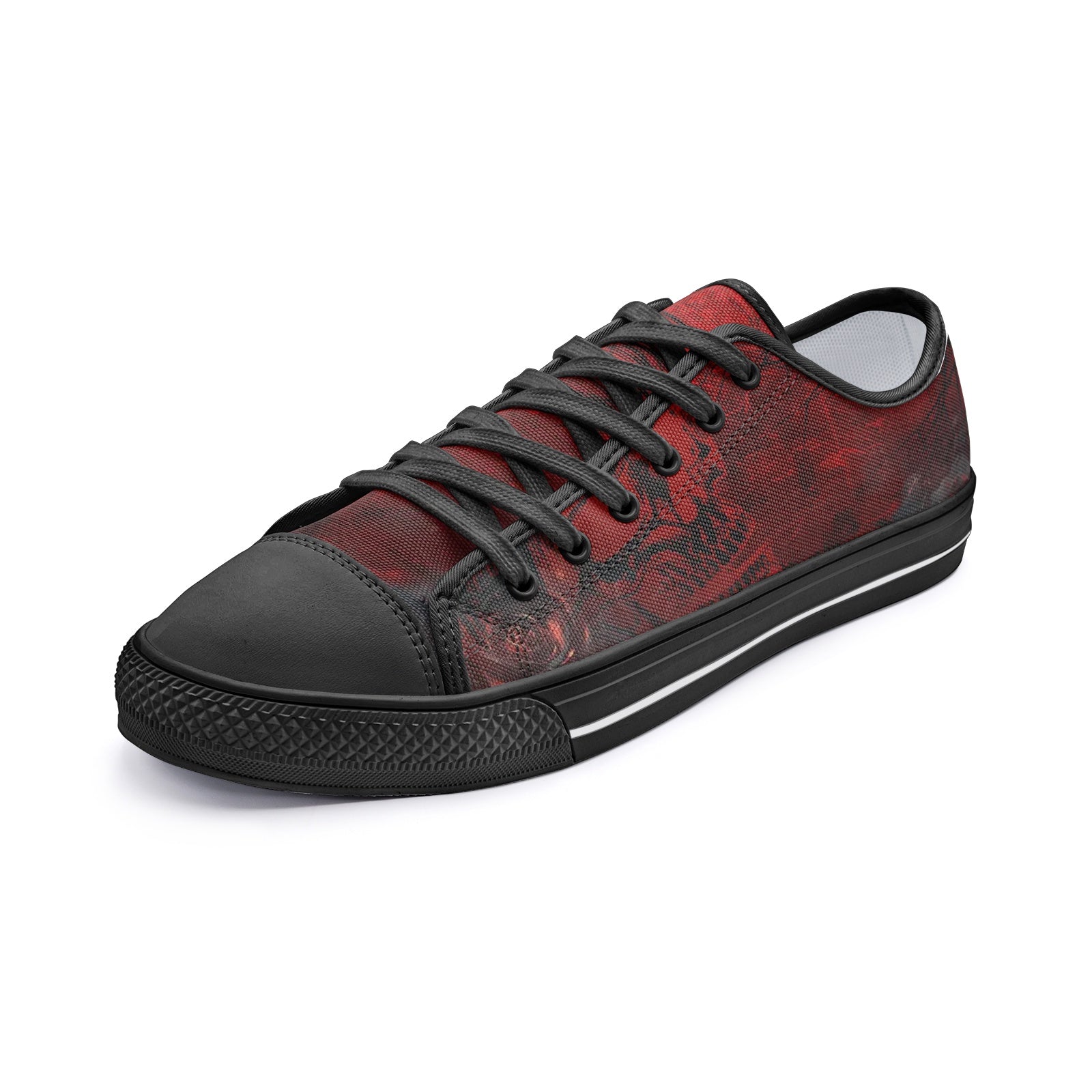 Skull Redish Unisex Low Top Canvas Shoes