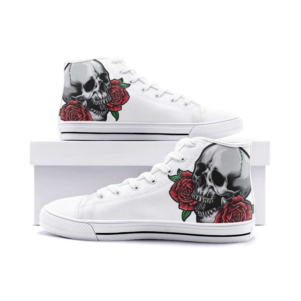 Skull Rose Unisex High Top Canvas Shoes