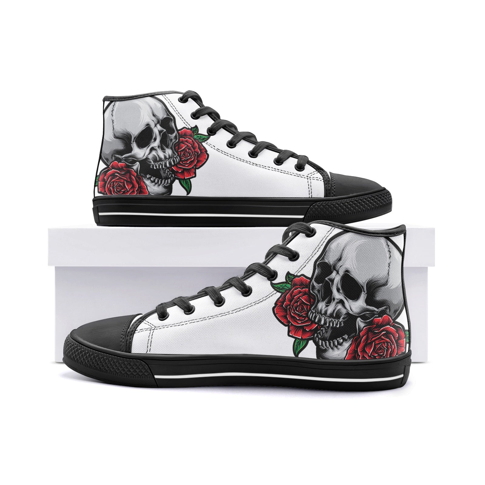 Skull Rose Unisex High Top Canvas Shoes