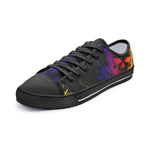 Multi colour skull Unisex Low Top Canvas Shoes