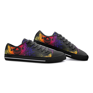 Multi colour skull Unisex Low Top Canvas Shoes