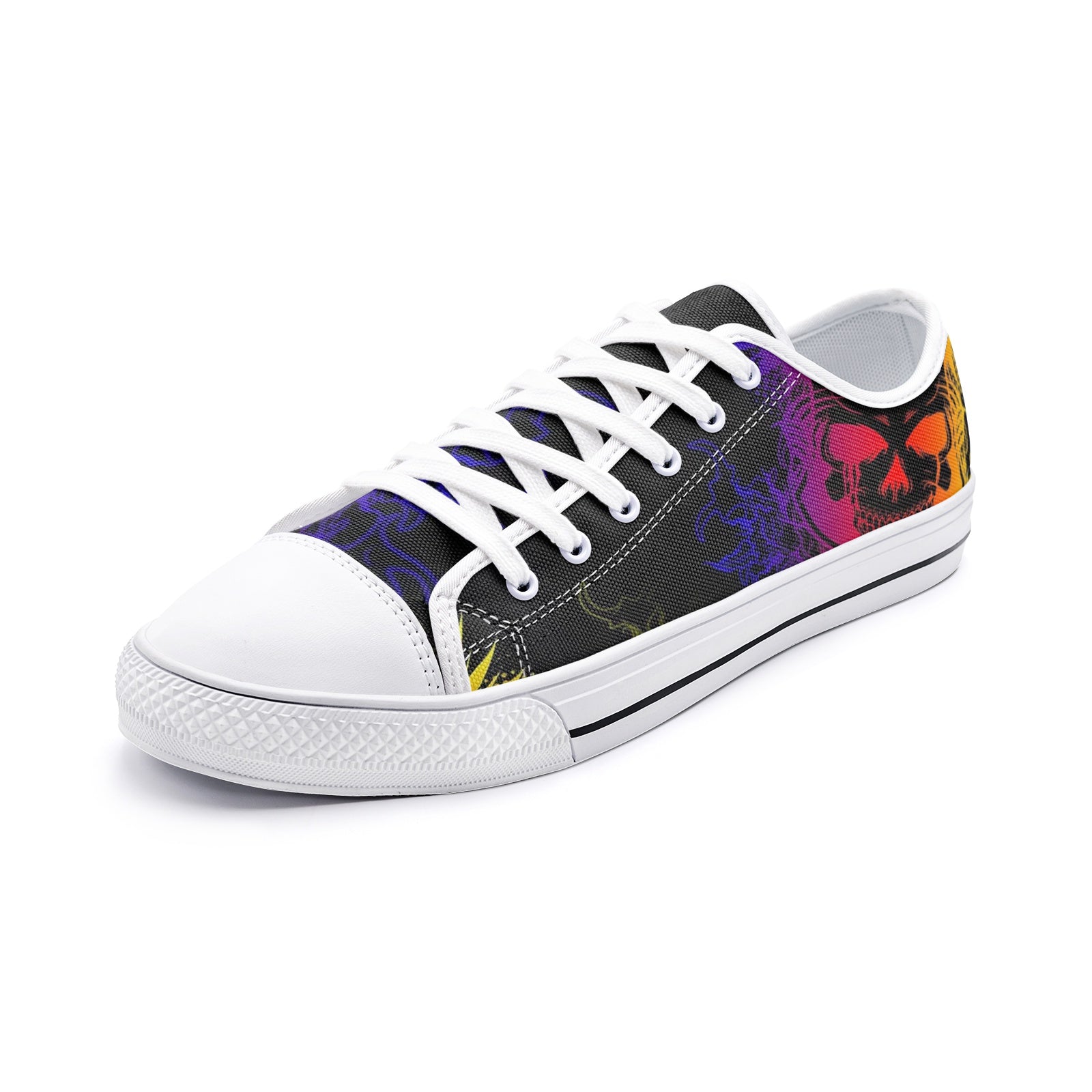 Multi colour skull Unisex Low Top Canvas Shoes