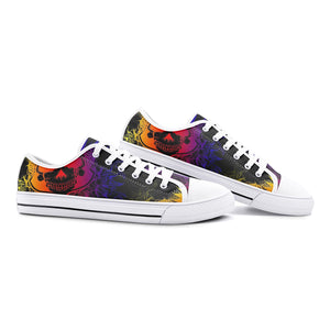 Multi colour skull Unisex Low Top Canvas Shoes