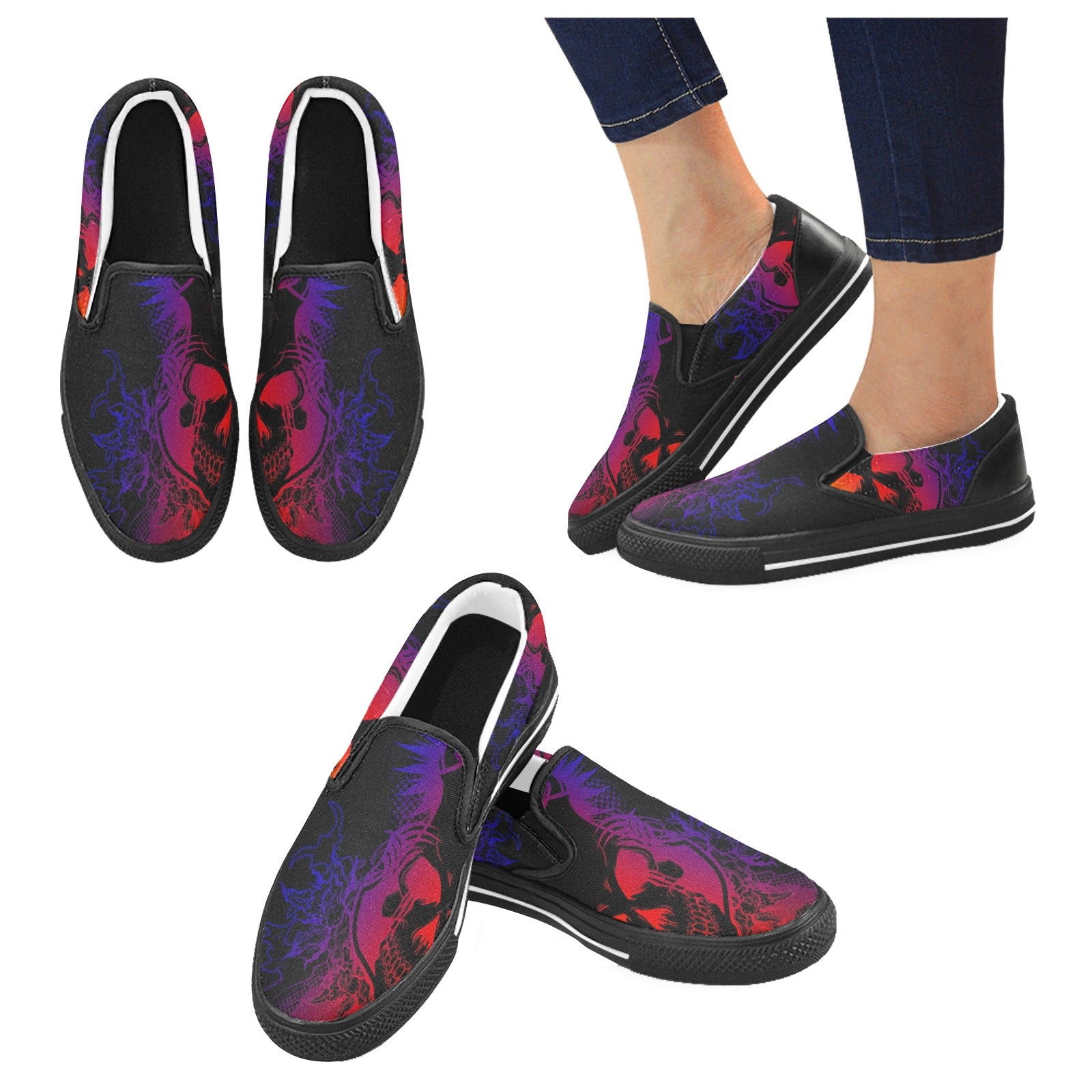 dragon skull Slip-on Canvas Shoes