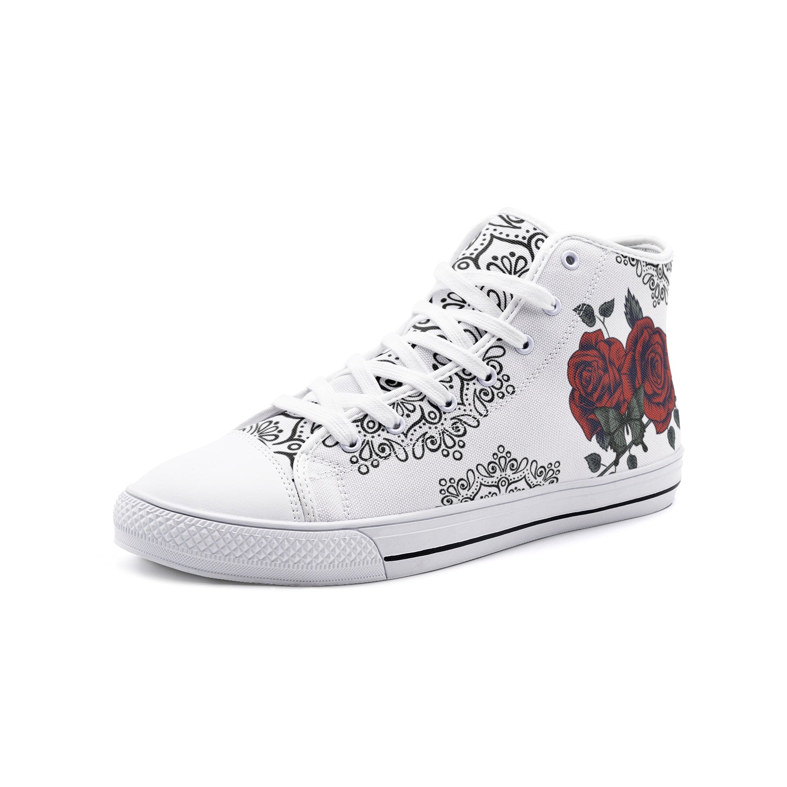 Rose design Unisex High Top Canvas Shoes