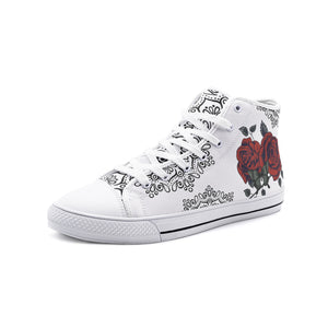 Rose design Unisex High Top Canvas Shoes