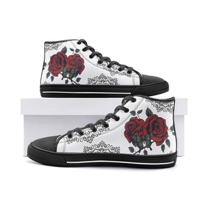 Rose design Unisex High Top Canvas Shoes