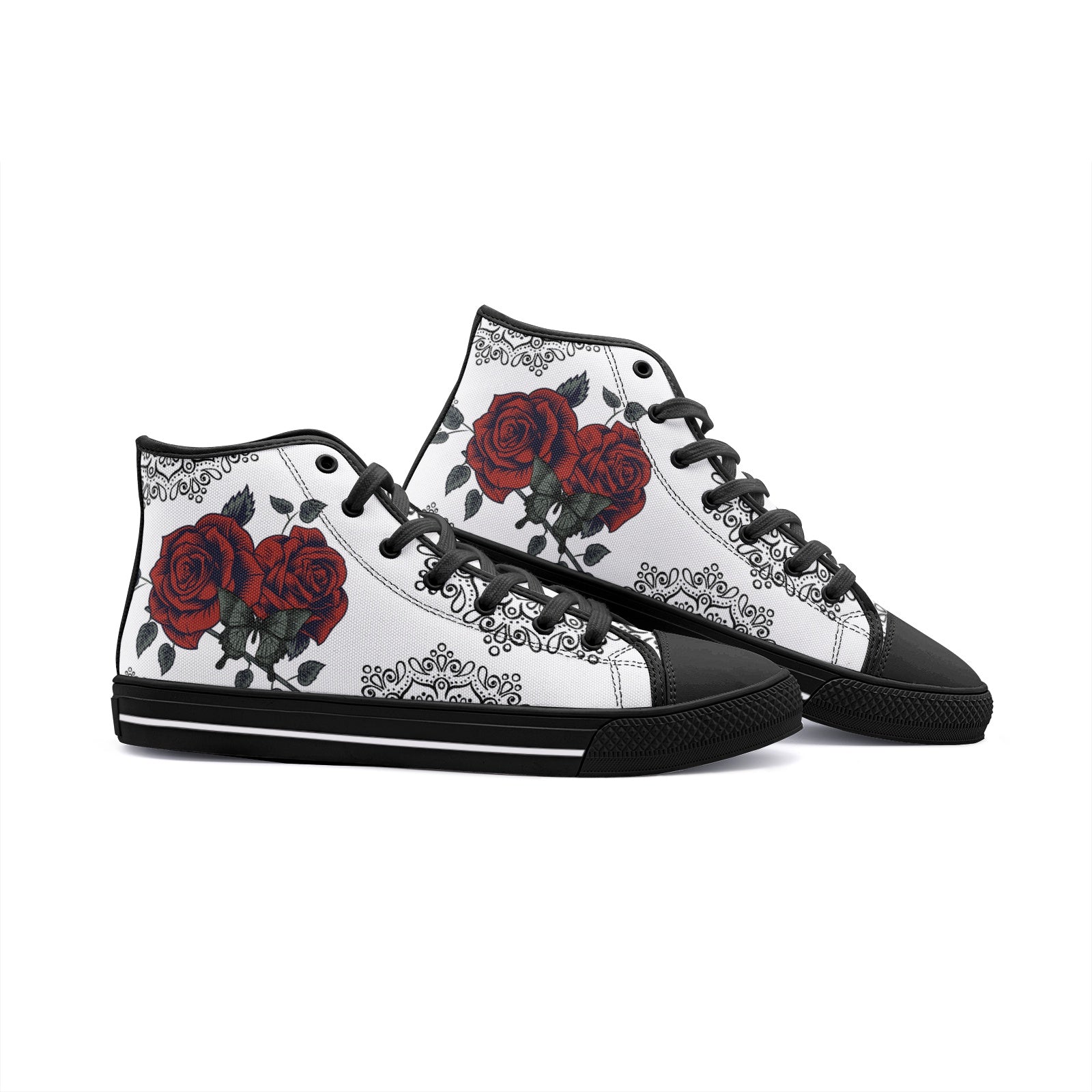 Rose design Unisex High Top Canvas Shoes
