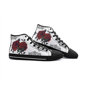Rose design Unisex High Top Canvas Shoes