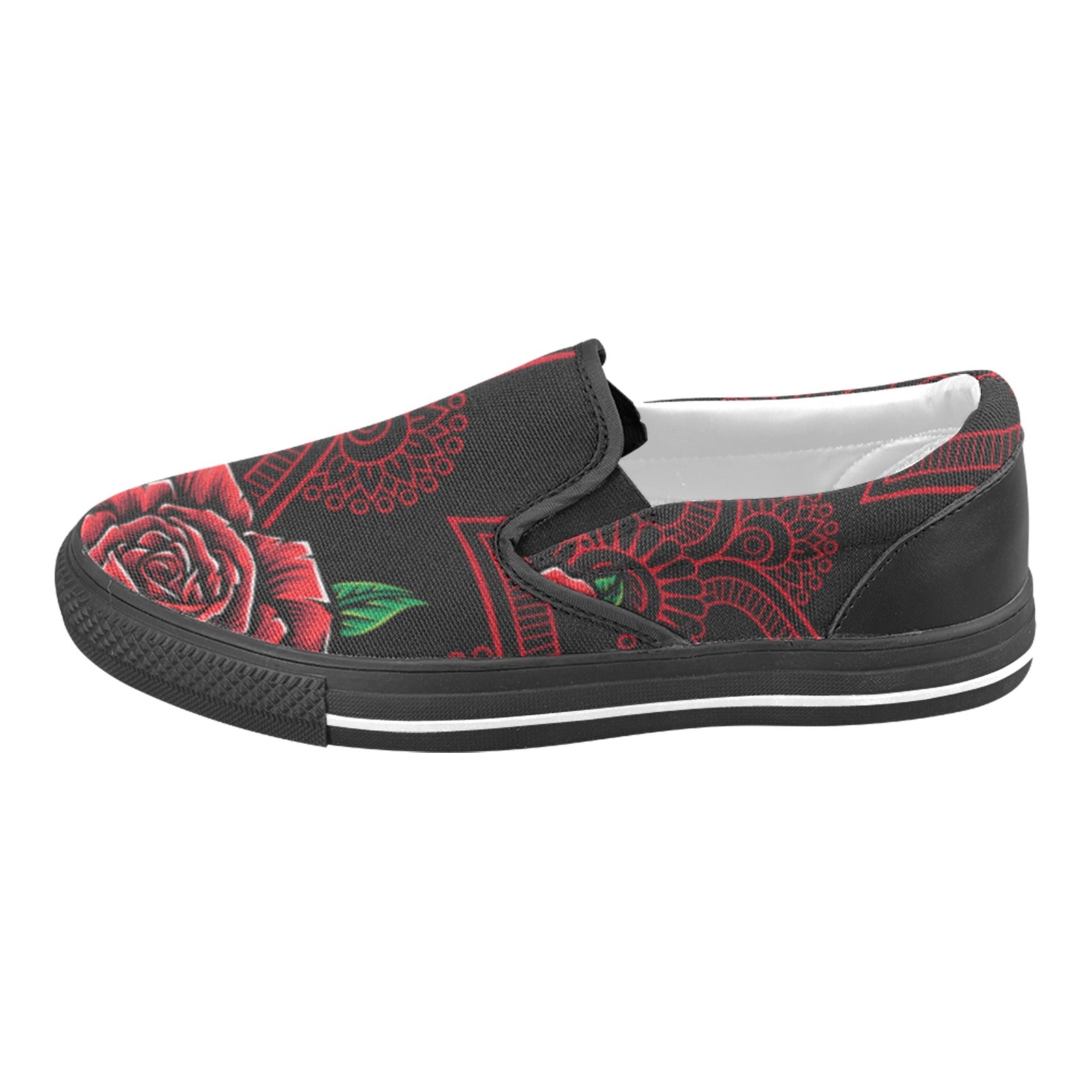 Rose skull Slip-on Canvas Shoes