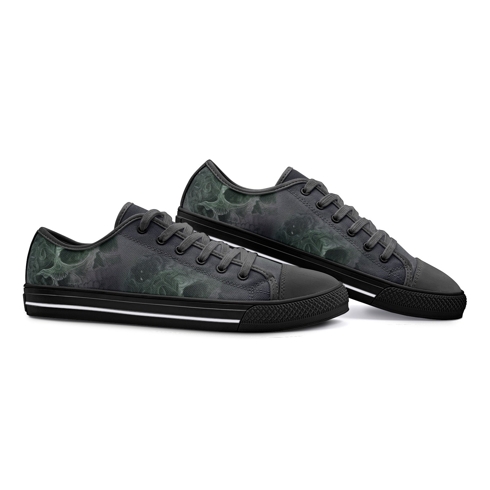 Double skull Unisex Low Top Canvas Shoes