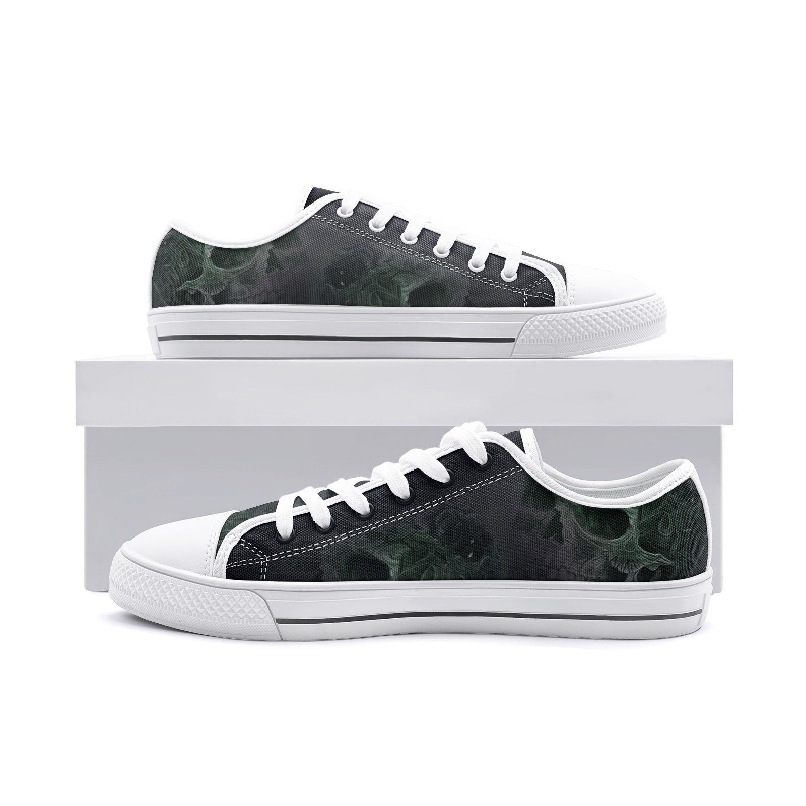 Double skull Unisex Low Top Canvas Shoes