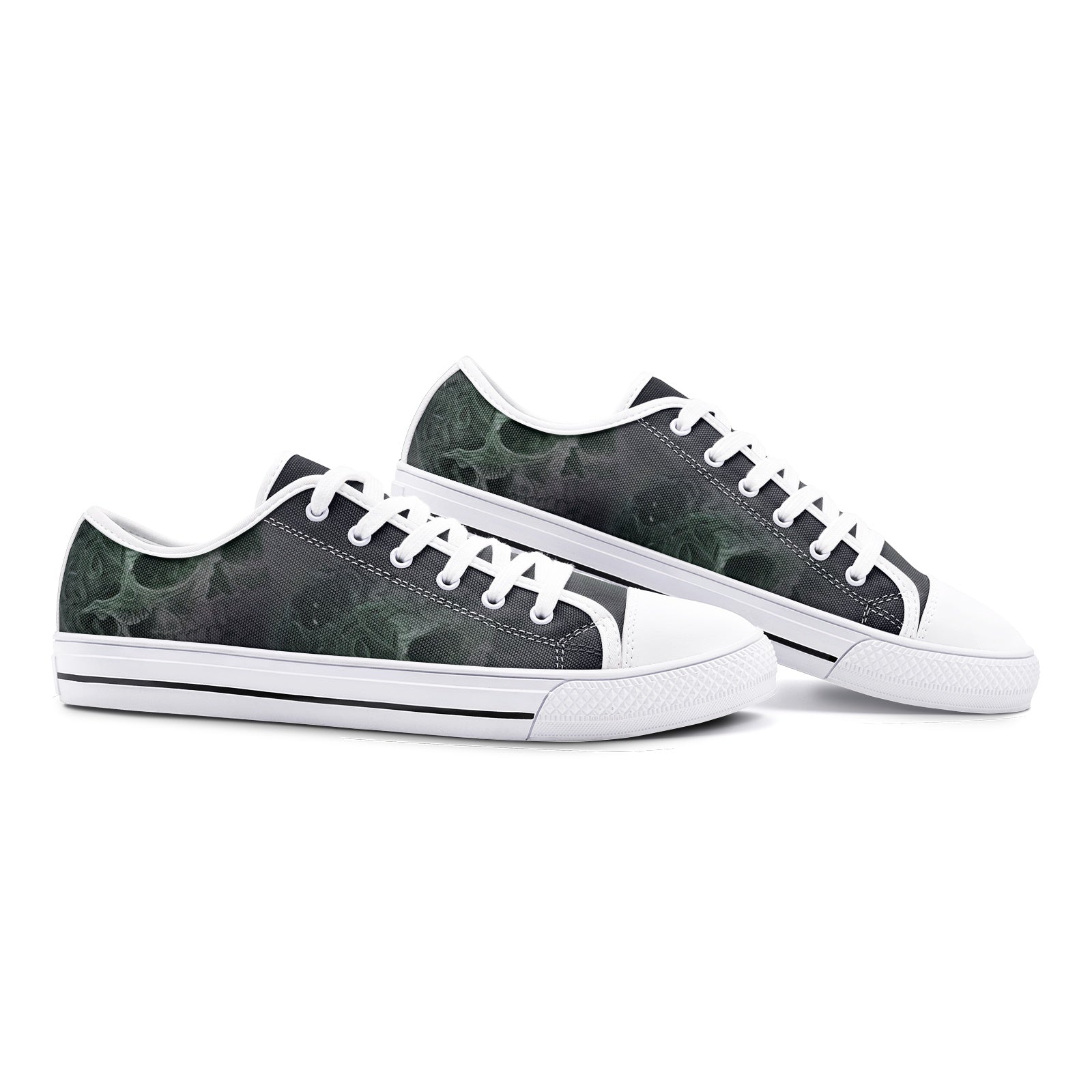 Double skull Unisex Low Top Canvas Shoes