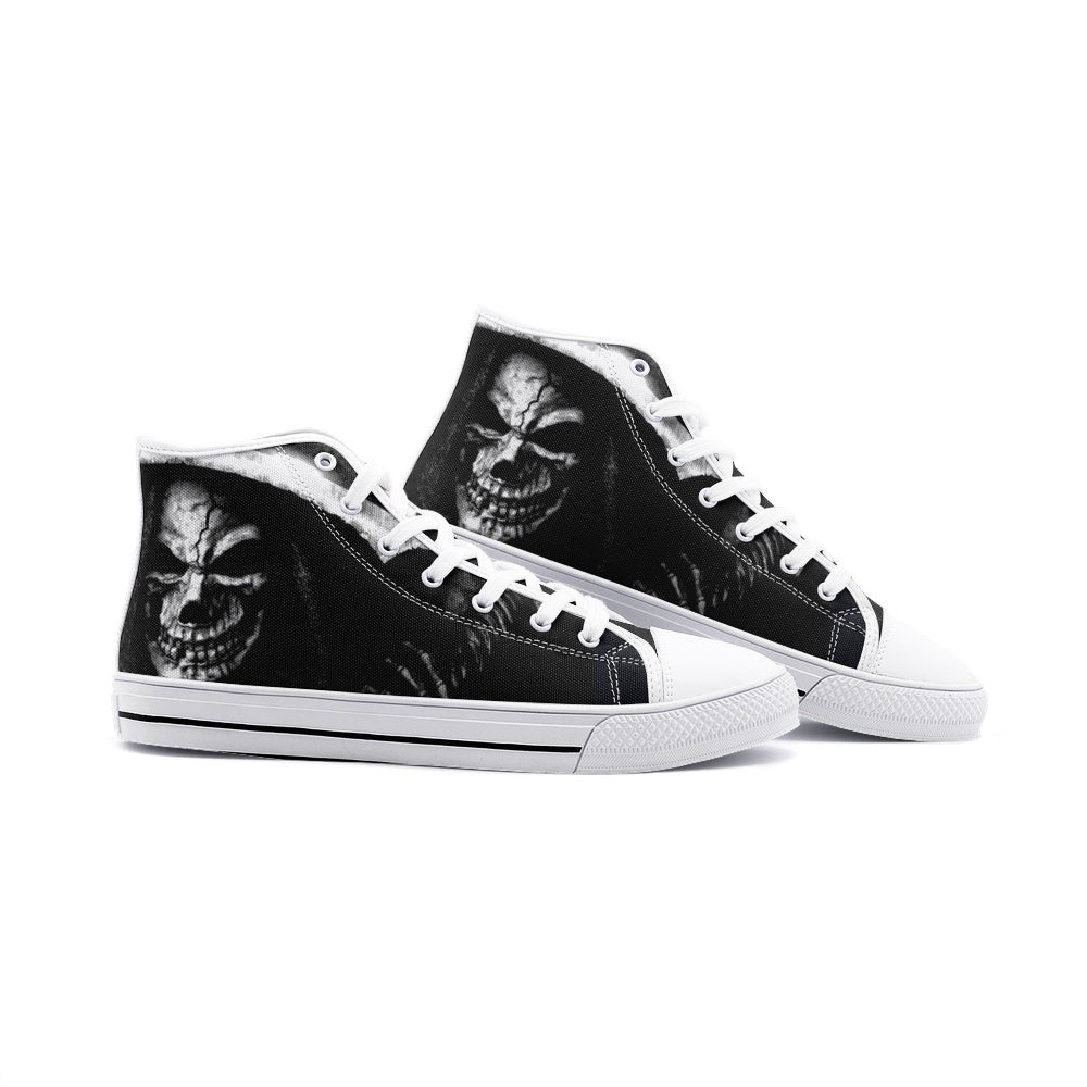 White skull Unisex High Top Canvas Shoes