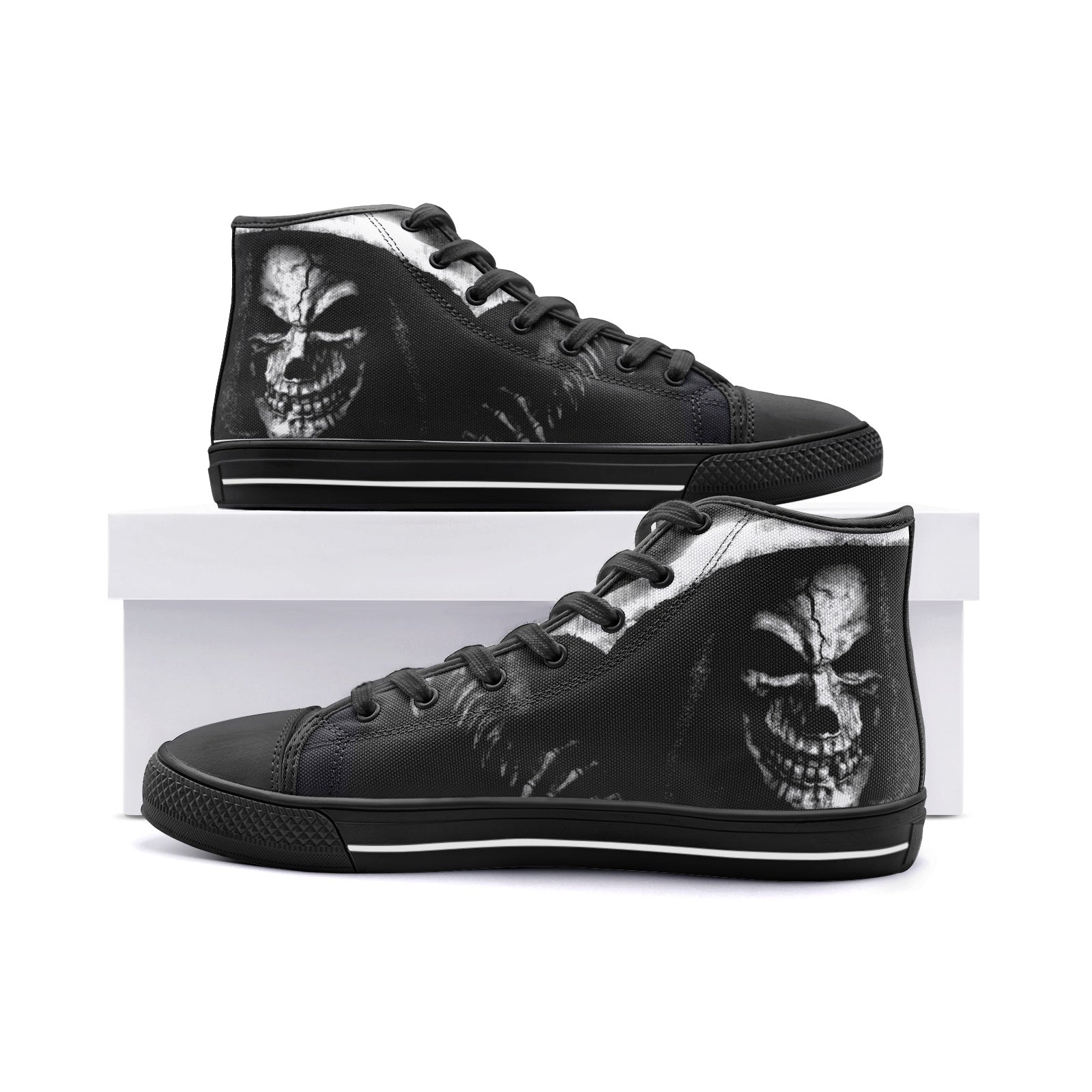 White skull Unisex High Top Canvas Shoes