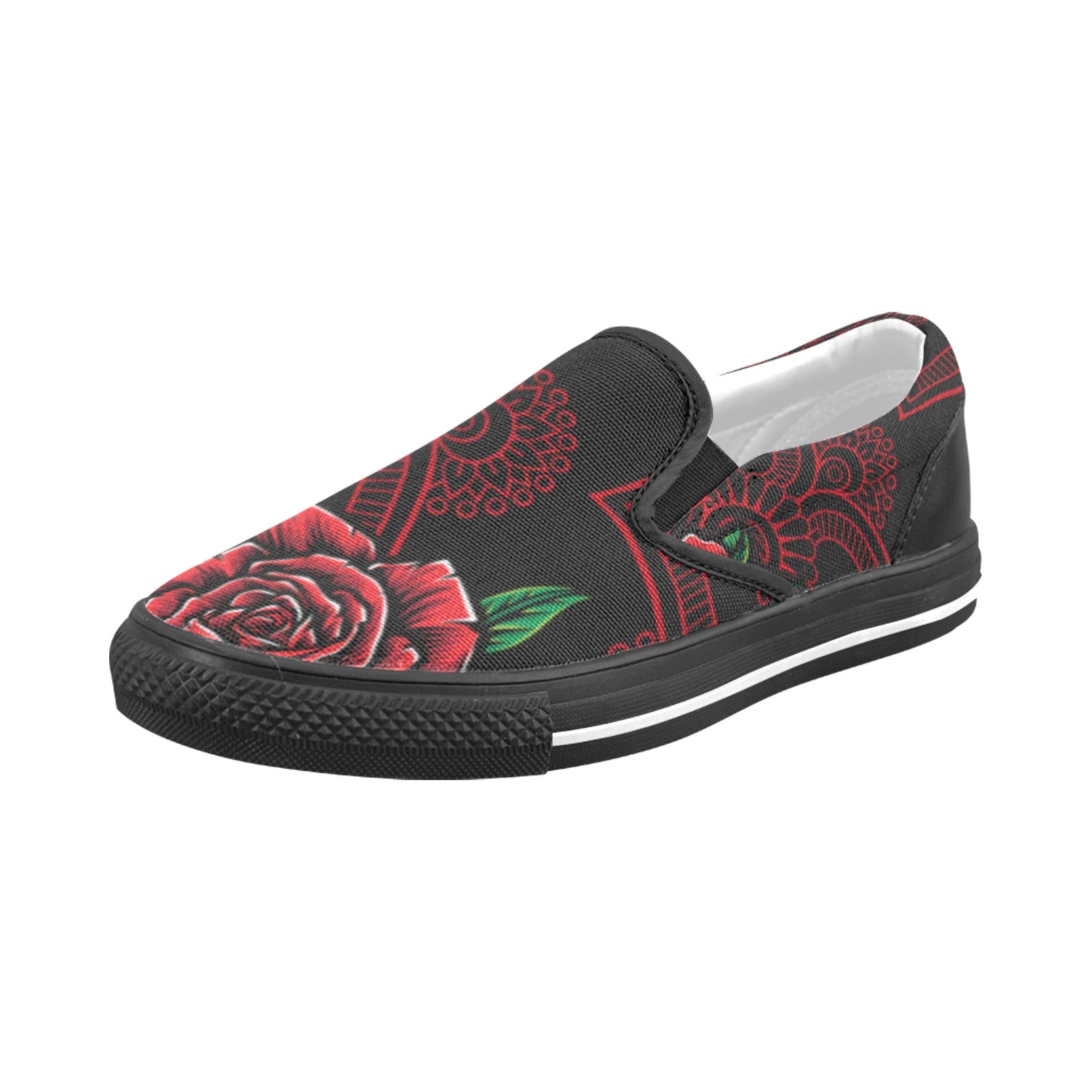 Rose skull Slip-on Canvas Shoes