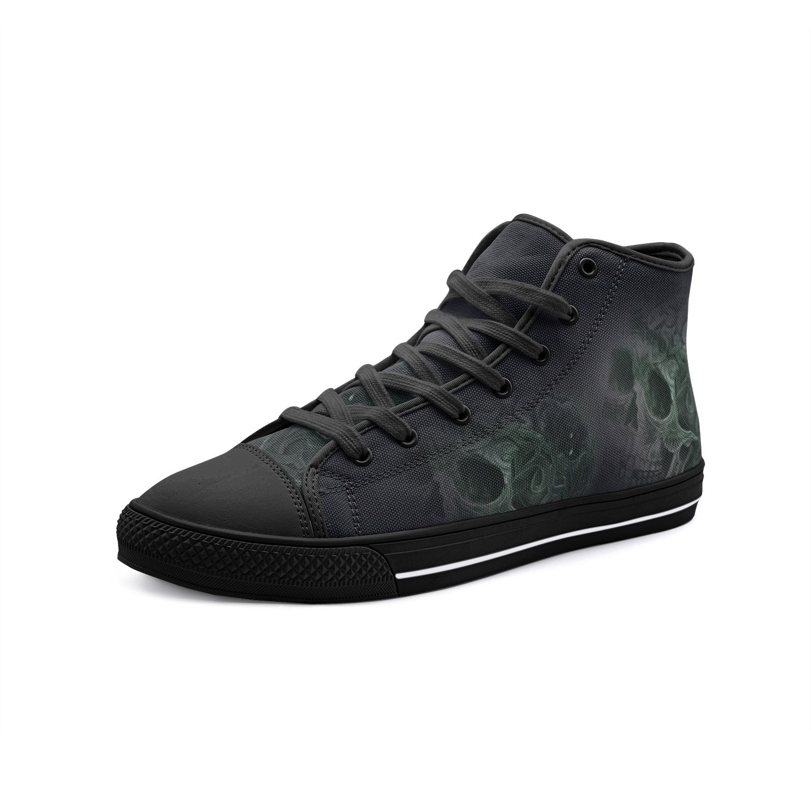 Double Skull Unisex High Top Canvas Shoes