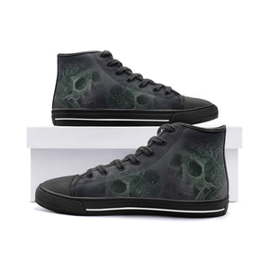 Double Skull Unisex High Top Canvas Shoes