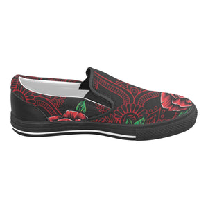 Rose skull Slip-on Canvas Shoes