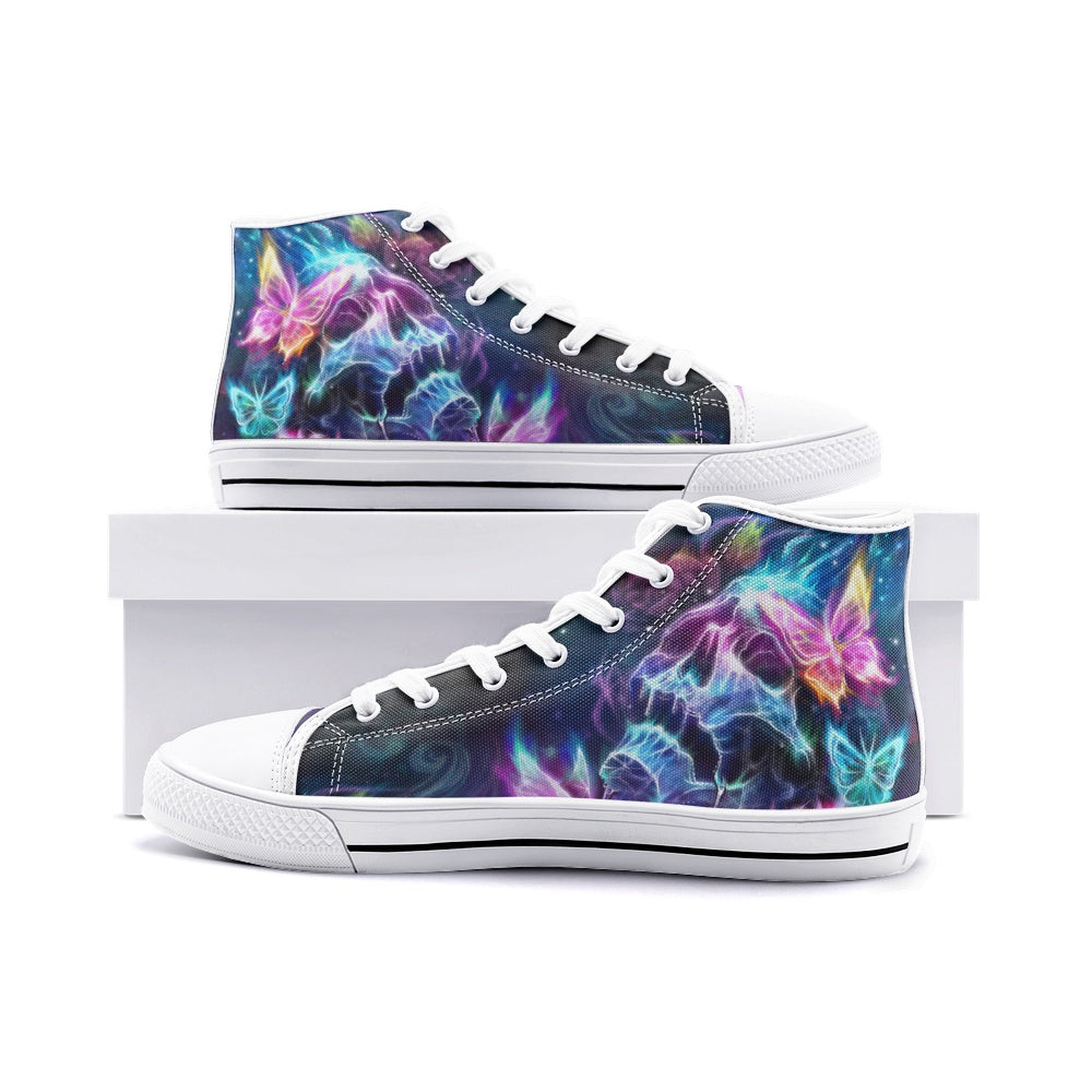 Skull Blueish Unisex High Top Canvas Shoes