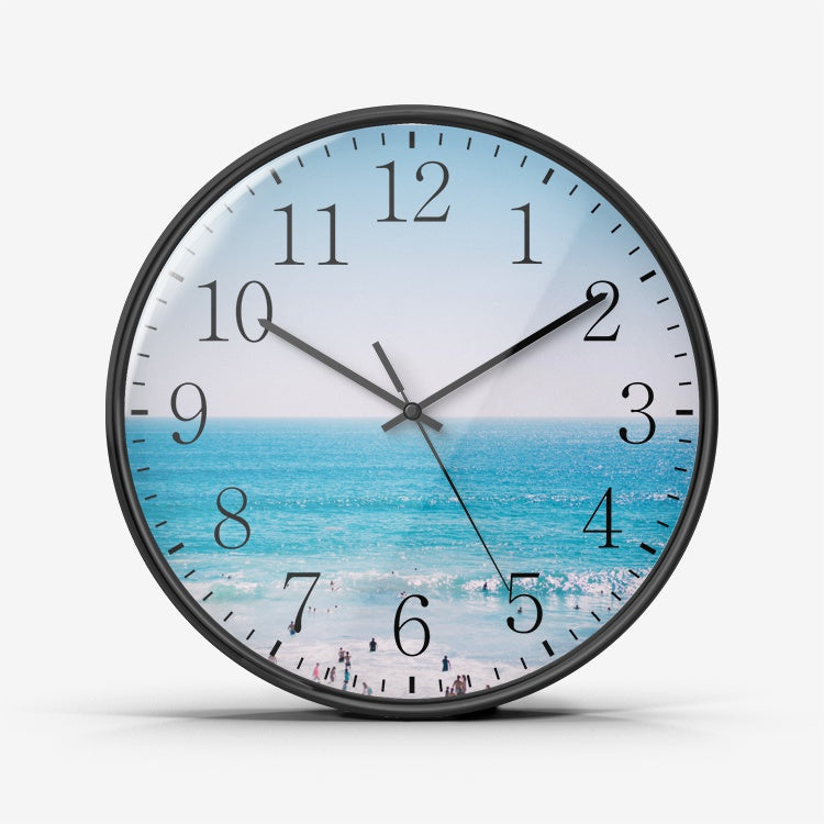 Waves Wall Clock Silent Non Ticking Quality Quartz