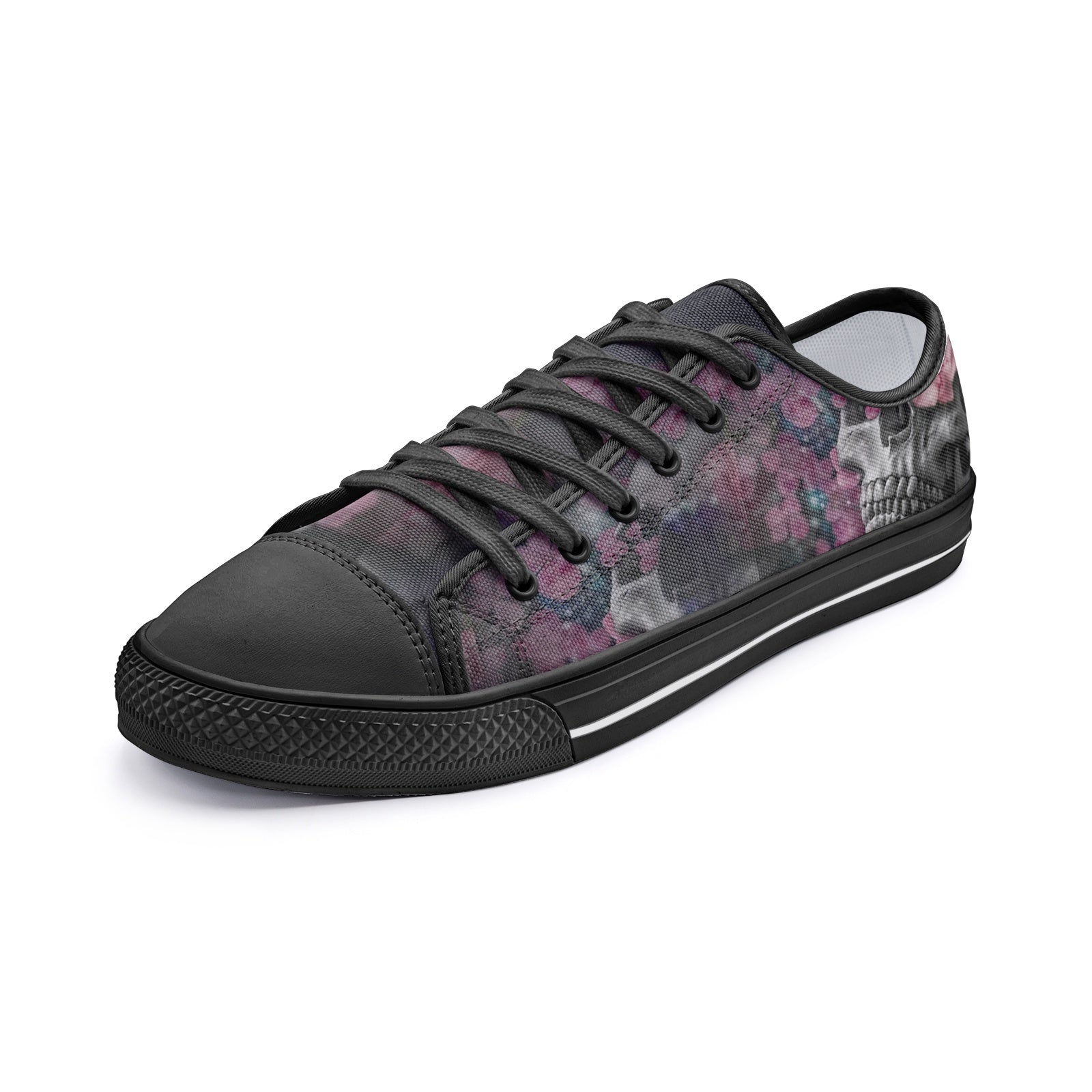 Purple Skull Unisex Low Top Canvas Shoes