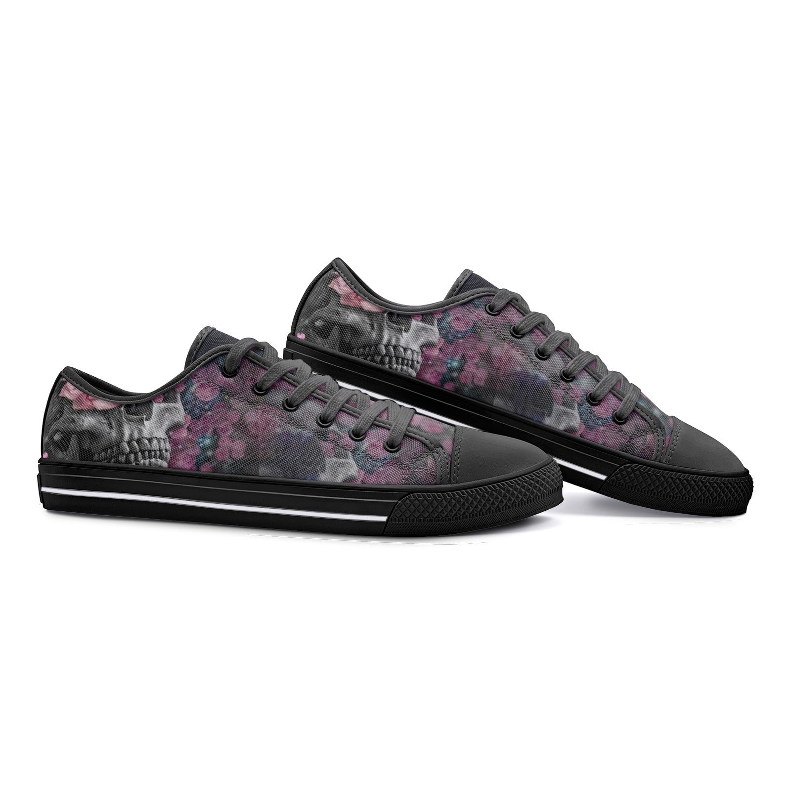 Purple Skull Unisex Low Top Canvas Shoes
