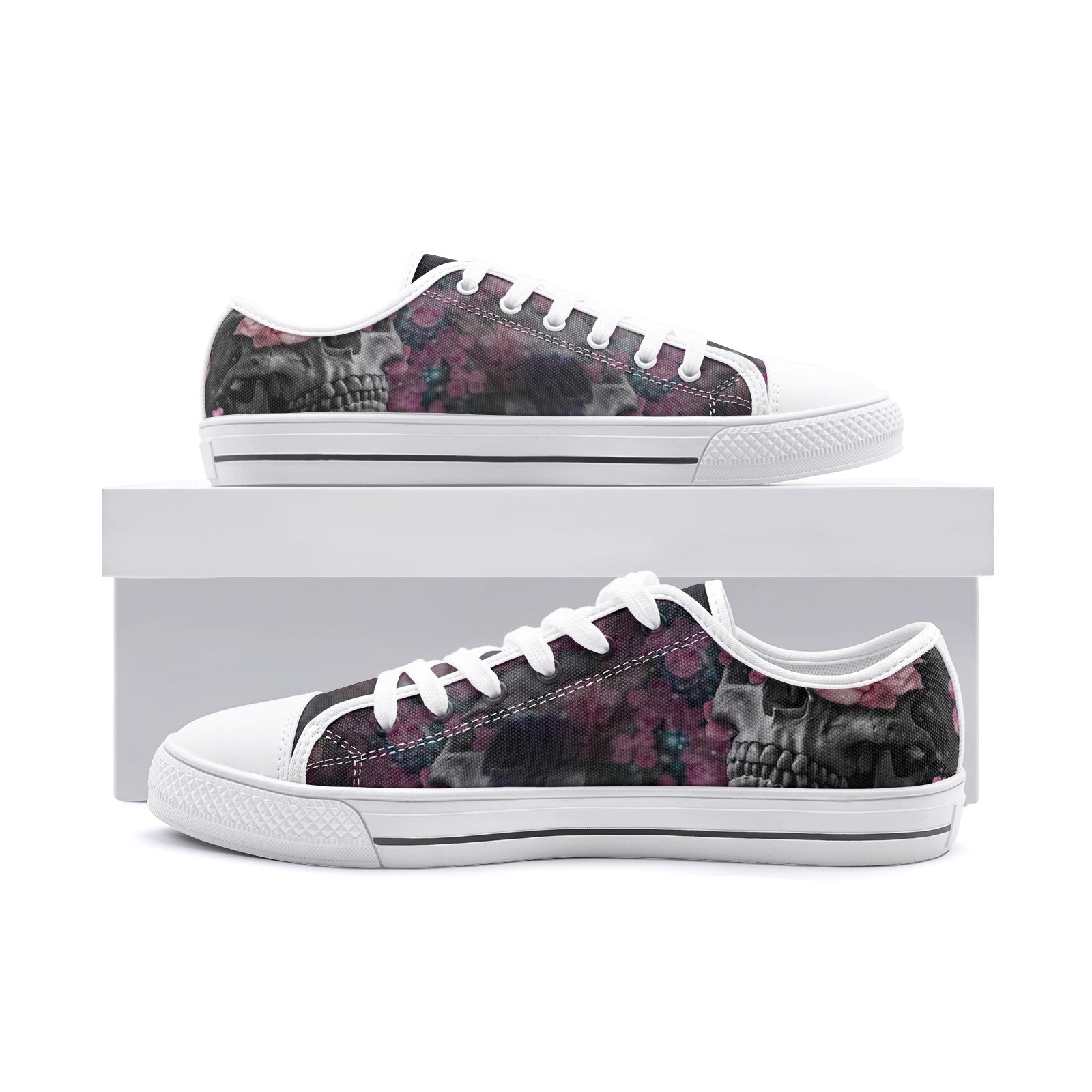 Purple Skull Unisex Low Top Canvas Shoes