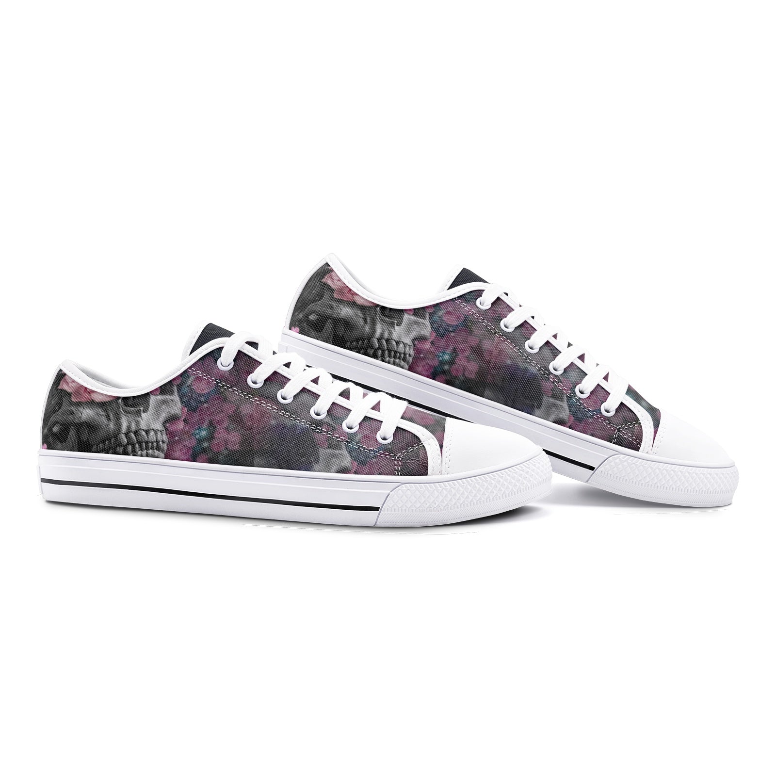 Purple Skull Unisex Low Top Canvas Shoes