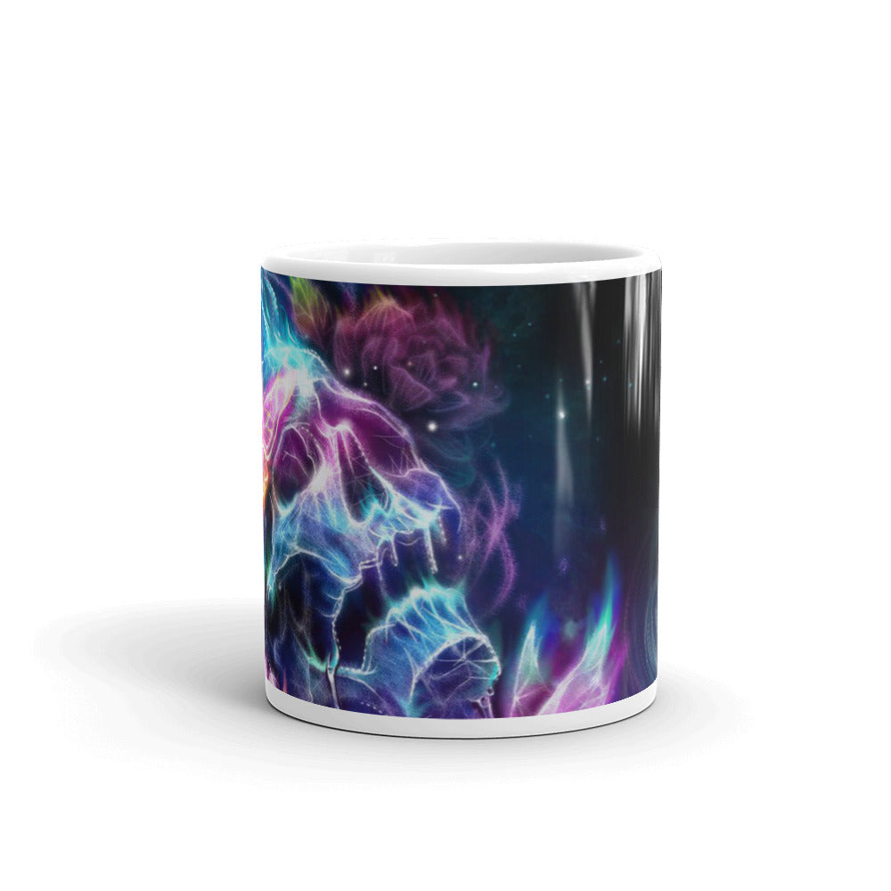 blue skull White glossy mug