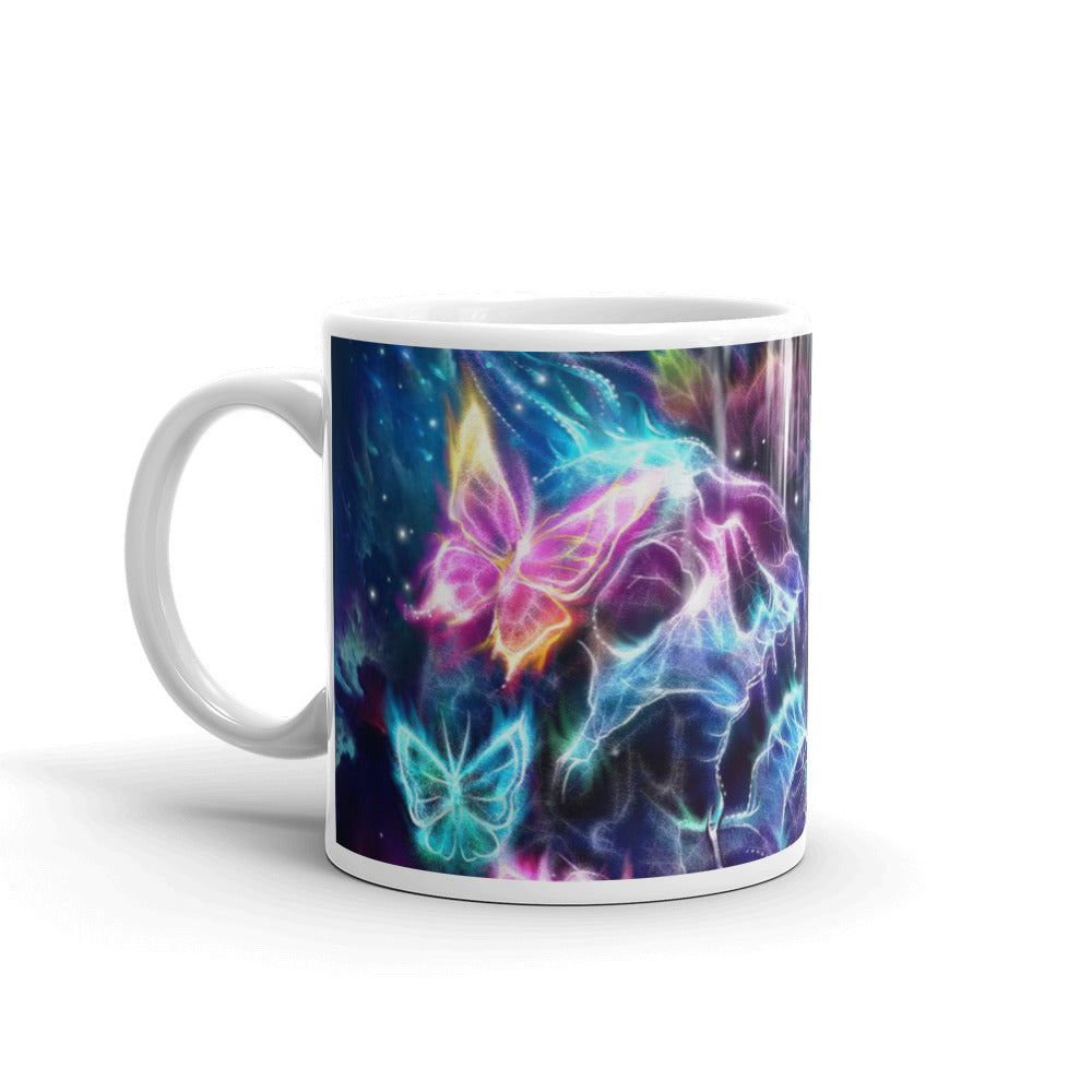 blue skull White glossy mug