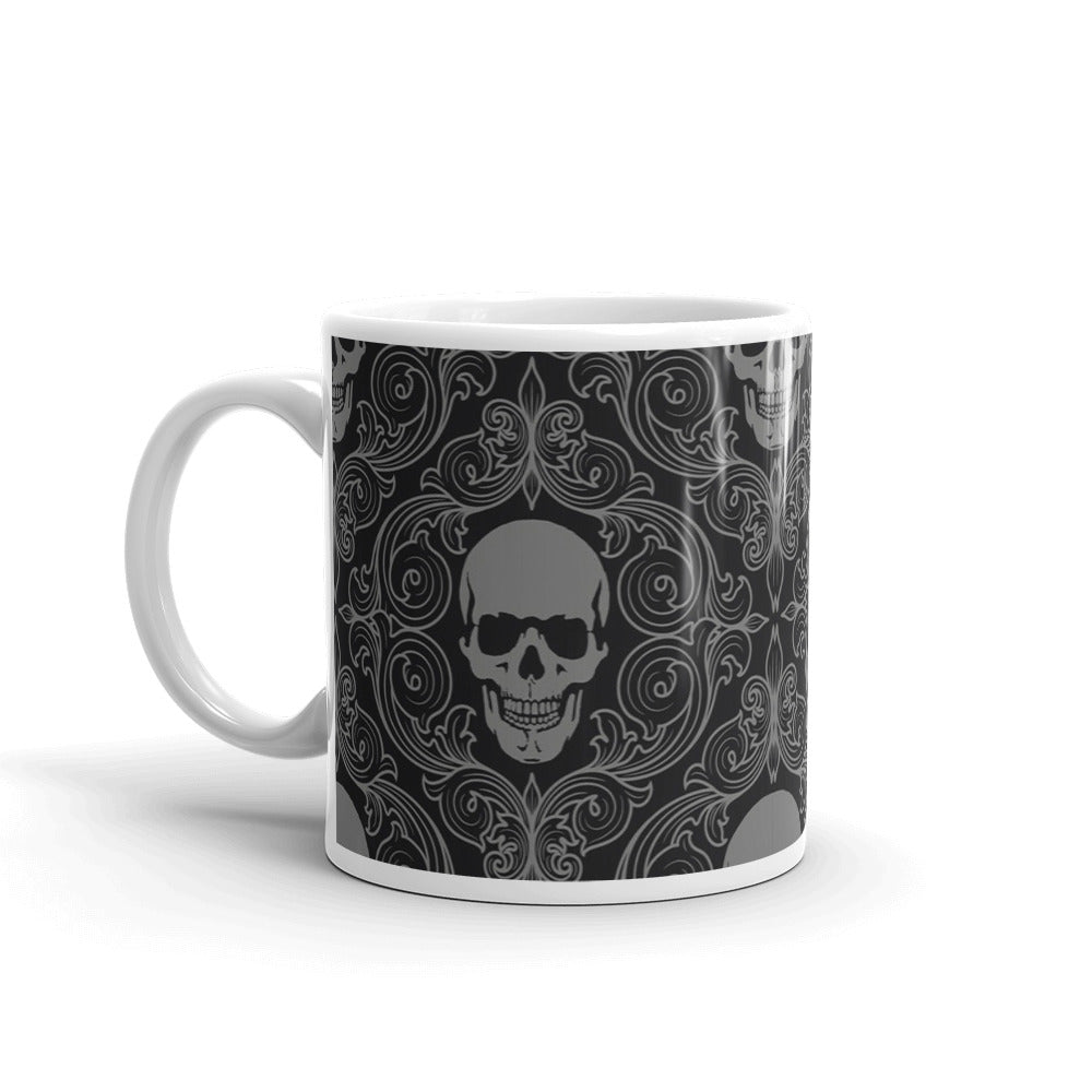 white skull White glossy mug