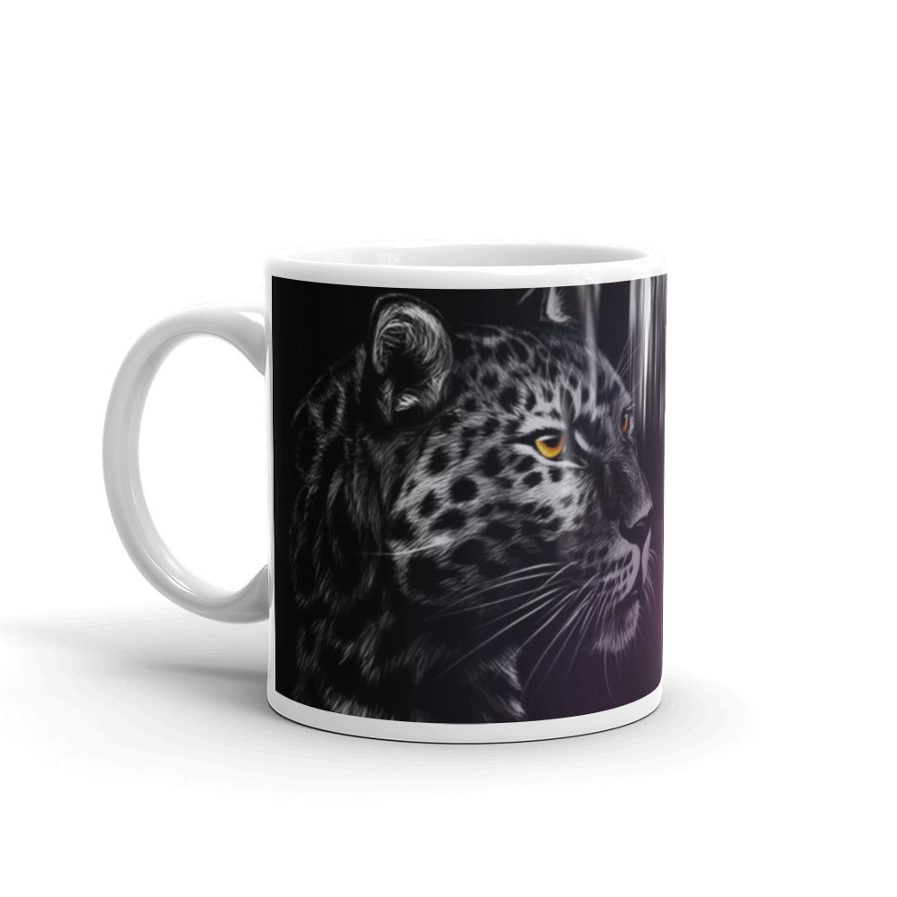 cheetah White glossy mug