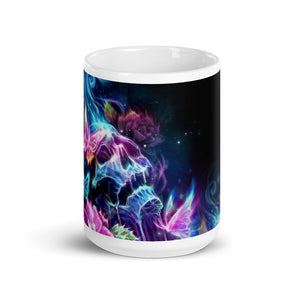 blue skull White glossy mug
