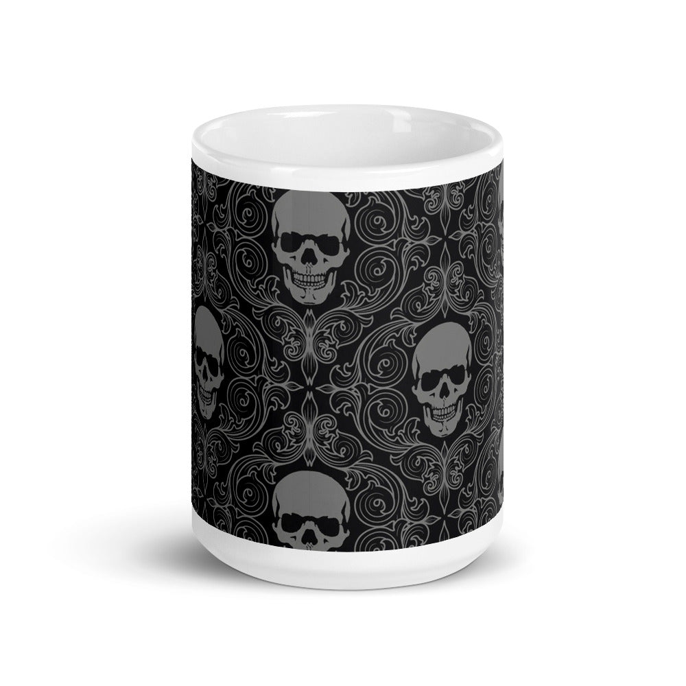 white skull White glossy mug