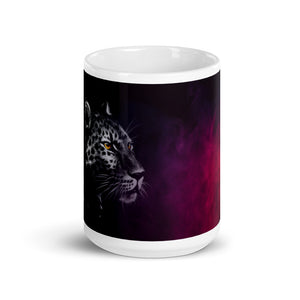cheetah White glossy mug