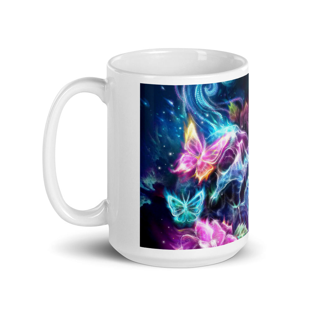 blue skull White glossy mug