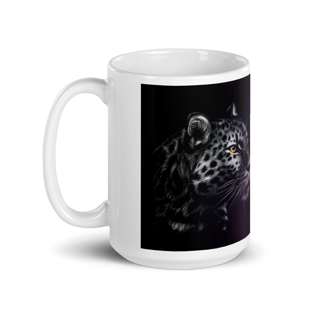 cheetah White glossy mug